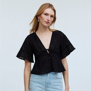 NWT MADEWELL Tie-Front Top in Eyelet XL